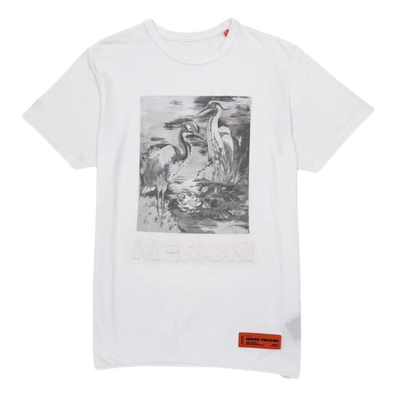 Heron Preston White Artistic Graphic Short Sleeve Tee Tees